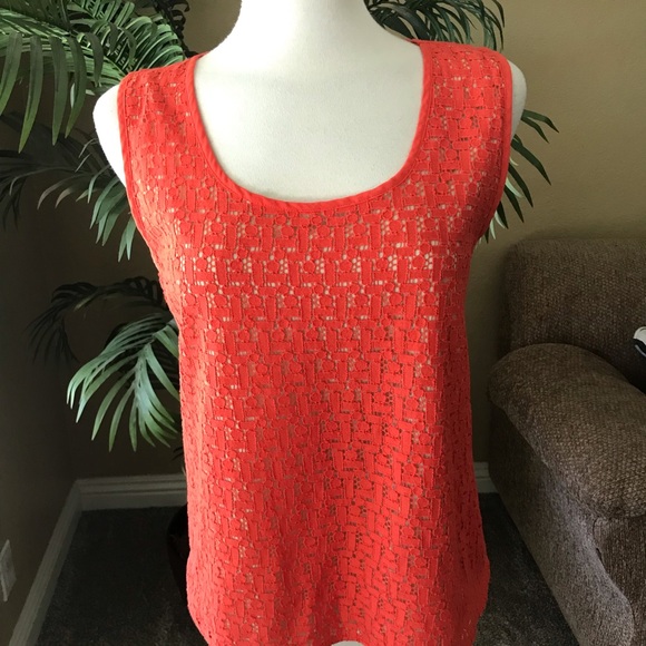 Ann Taylor orange sleeveless lined top - Picture 1 of 6